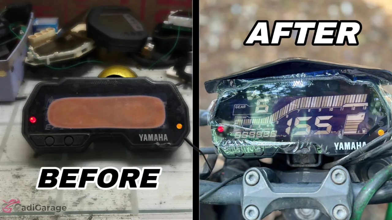 MT 15 Speedometer Sun Fade Before And After