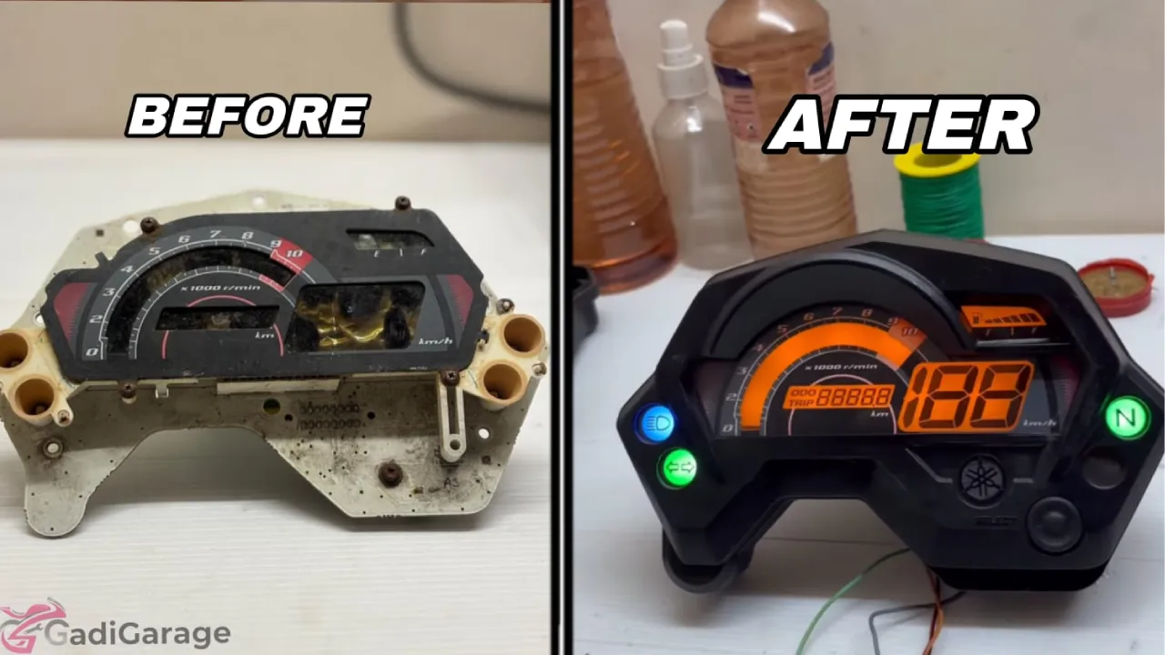 Yamaha FZ V1 speedometer repair before and after